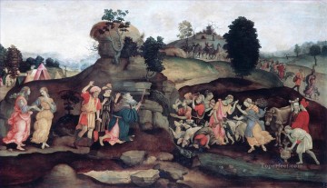  Pino Pintura al %C3%B3leo - Moisés saca agua de la roca Christian Filippino Lippi